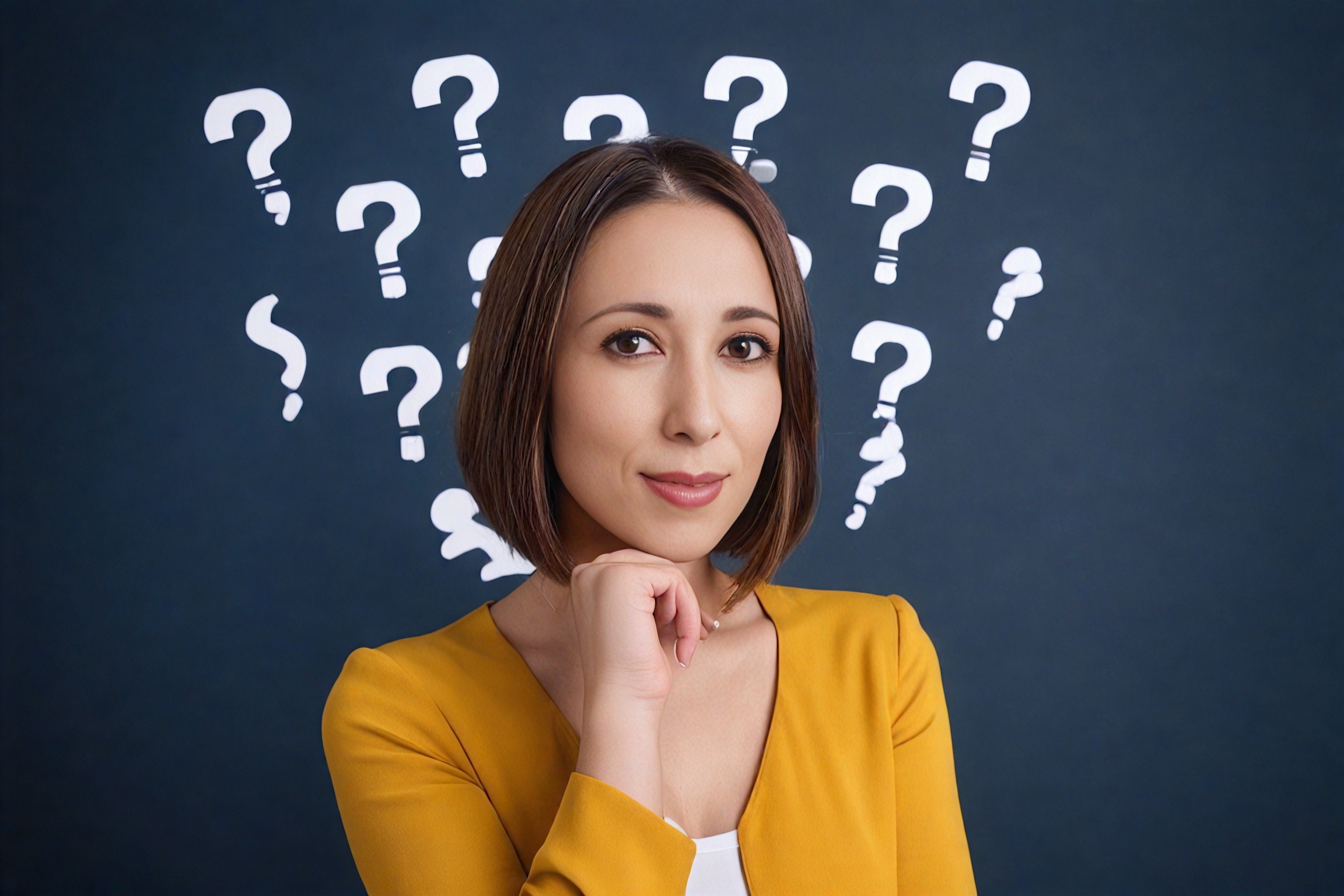 Woman thinking with question marks - What is a Digital Consultant?